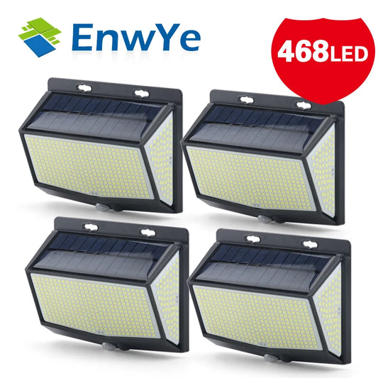 EnwYe 468 LED Solar Light Outdoor Solar Lamp Powered Sunlight Waterproof PIR Motion Sensor Street Light for Garden Decoration